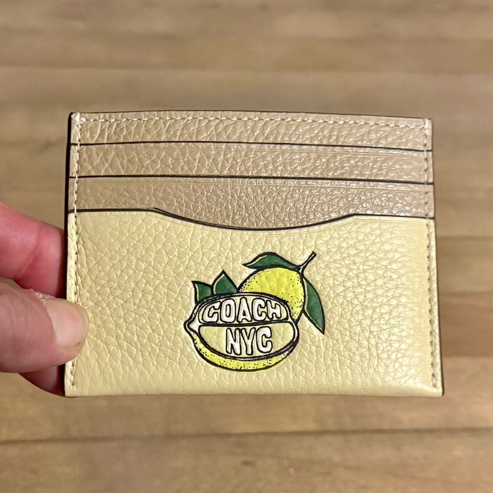 Coach Yellow and Cream Card Holder - Picture 3 of 7